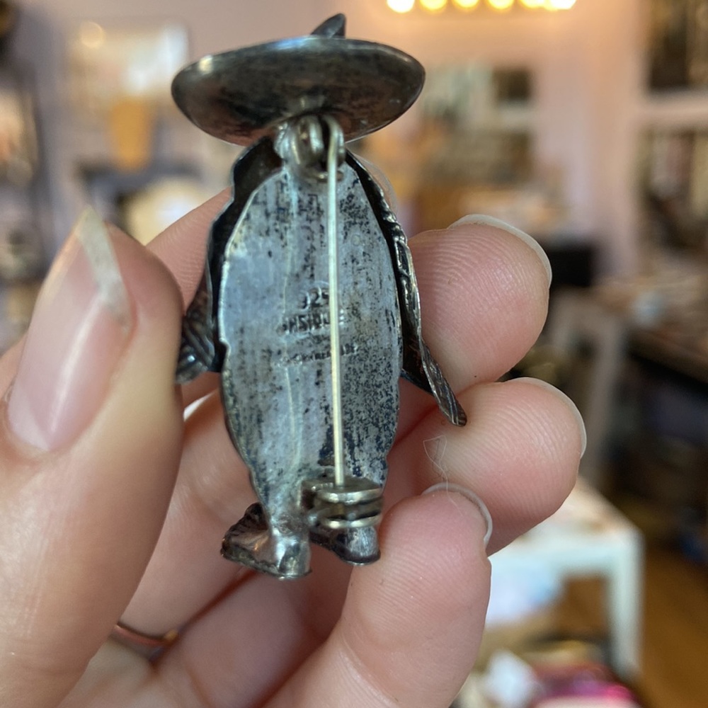 Vintage Stamped Sterling Silver Mexican Pin / Brooch - Picture 2 of 3